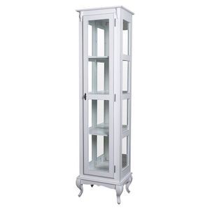 Cristaleira Torre Lateral Com 1 Porta de Vidro e 3 Prateleiras Com Espelhos 1077-e Cera Clara