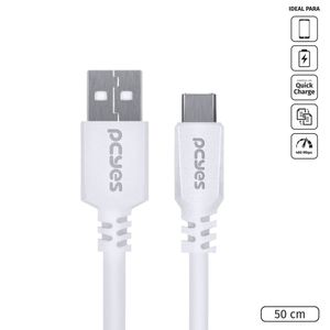 Cabo Para Celular Smartphone Usb A 2.0 Para Usb Tipo C 50 Cm Branco - Puacb-05