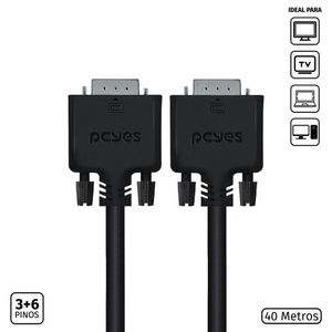 Cabo De Vídeo Vga 3+6 15 Pinos Macho Para Vga 3+6 15 Pinos Macho 28awg Puro Cobre 40 Metros