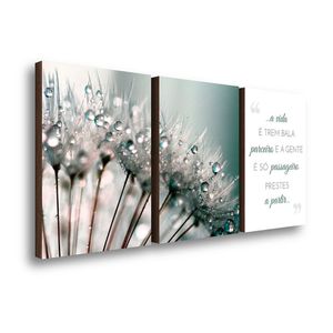 Kit 3 Quadros Decorativos Dente De Leão Frase Família 40x60cm