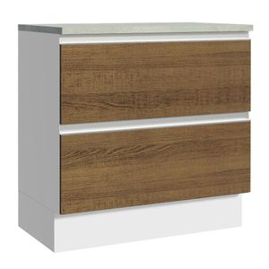 Balcão 80 Cm 2 Gavetas Branco/rustic Glamy Madesa Branco/rustic