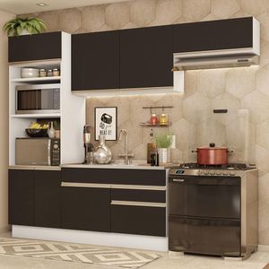 Armário De Cozinha Completa 270cm Branco/preto Glamy Madesa 15 Branco/preto