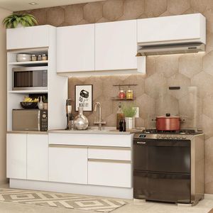 Armário De Cozinha Completa 270cm Branco Glamy Madesa 15 Branco