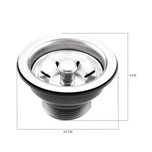 Válvula De Escoamento Para Pia Em Inox 3.1/2 Pino Preto