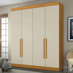 Guarda Roupa Casal 4 Portas 3 Gavetas Roma Cinamomo/off White