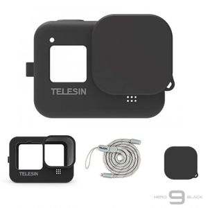Capa de Silicone Preto + Cordão GoPro 9, 10 e 11 Black - Telesin
