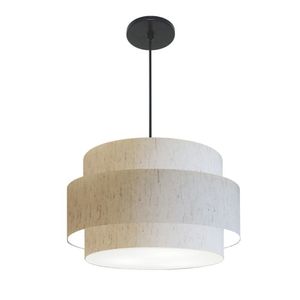 Lustre Pendente Cilíndrico Cúpula Em Tecido Linho Bege 50cm