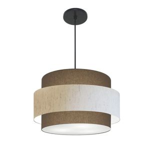 Lustre Pendente Cilíndrico Tecido Caqui Linho Bege 50cm