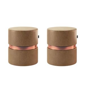 Kit 02 Puffs Decorativo Redondo Porto Luxo -one Courissimo Amarula