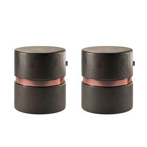 Kit 02 Puffs Decorativo Redondo Porto Luxo -one Courissimo Preto