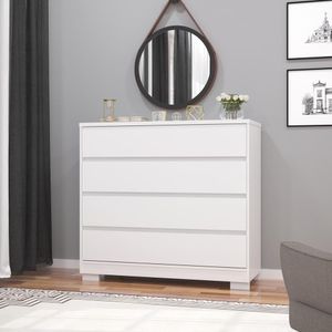 Cômoda Miray Branco Madeirado 4 Gavetas Com Pés