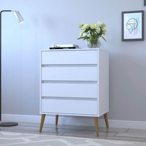 Cômoda Fiori Branco Madeirado Com Pés Palitos Em Maciça