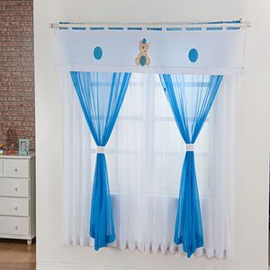 Cortina De Quarto Voil Ursinho Azul Turquesa Guga Tapetes