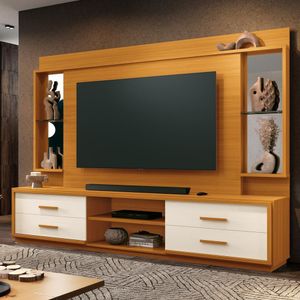 Home Para Tv Até 75" Com Espelho 4 Gavetas Cedro/Offwhite