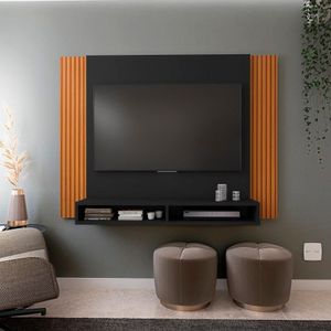 Painel Tokyo Para Tv Até 43" Com 02 Nichos Preto/ripado