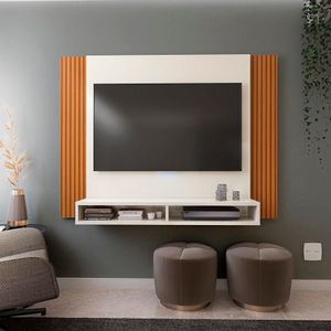 Painel Tokyo Para Tv Até 43" Com 02 Nichos Offwhite/ripado