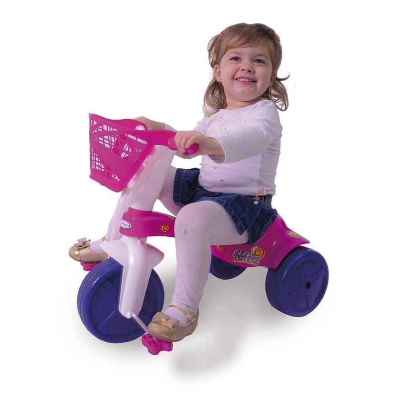 Triciclo Motoca Infantil A Pedal Resistente Rosa Bandeirante em