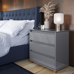 Mesa De Cabeceira Quarto Mini Cômoda 3 Gavetas Cinza