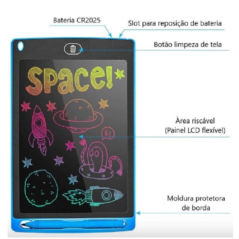 Tablet de escrita LCD de 6,5/8,5 polegadas para crianças, lousa