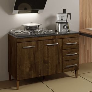 Balcão Para Cooktop 4 Bocas Com 2 Portas 3 Gavetas Virtus Kaiki Móveis Ipê