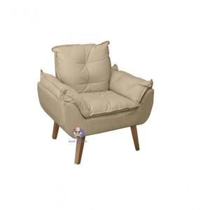 Poltrona Opala Suede Bege Linho