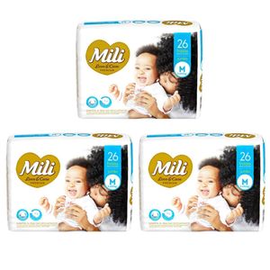 Fralda Descartável Mili Love&care Tam: M 3 Pacotes C/ 26