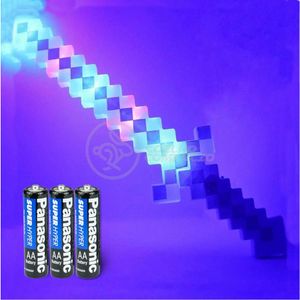 Kit Brinquedo Espada Pixel Minecraft 58cm C/Som Luz+3 Pilhas