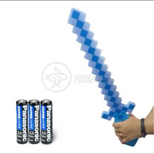 Kit Brinquedo Espada Pixel Minecraft 58cm C/Som Luz+3 Pilhas