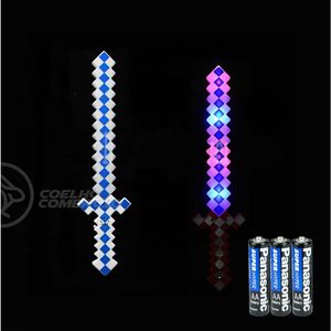 Kit Brinquedo Espada Pixel Minecraft 58cm C/Som Luz+3 Pilhas