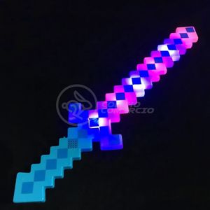 Kit Brinquedo Espada Pixel Minecraft 58cm C/Som Luz+3 Pilhas