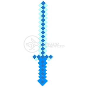 Kit Brinquedo Espada Pixel Minecraft 58cm C/Som Luz+3 Pilhas