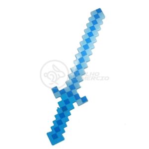 Kit Brinquedo Espada Pixel Minecraft 58cm C/Som Luz+3 Pilhas