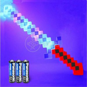 Kit Brinquedo Espada Pixel Minecraft 58cm C/Som Luz+3 Pilhas