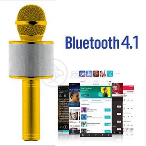 Microfone Bluetooth Wster Ws-858 S/Fio Mini Karaokê Dourado