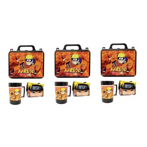 Kit Naruto Shippuden C/ 3 Lancheira + 3 Copo + 3 Mini Toalha