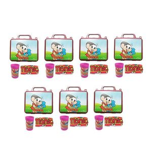 Kit Turma Da Mônica Com 7 Lancheira + 7 Copo + 7 Mini Toalha