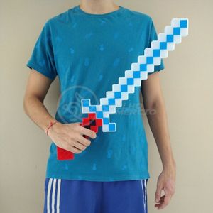 Kit Brinquedo Espada Pixel Minecraft 58cm C/Som Luz+3 Pilhas