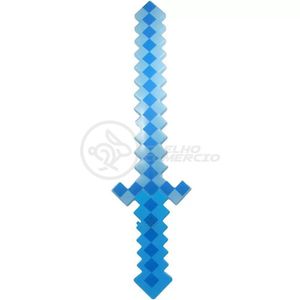 Kit Brinquedo Espada Pixel Minecraft 58cm C/Som Luz+3 Pilhas