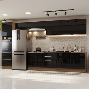 Armário De Cozinha Completa 400Cm Rustic/Preto