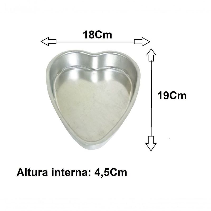 Assadeira Forma Bolo Formato de Coração em Alumínio 3 Tamanhos