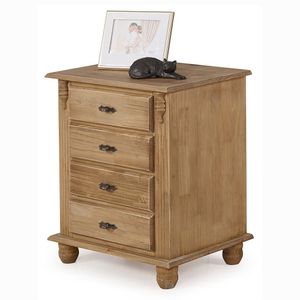 Mesa de Cabeceira Com 4 Gavetas 404 Pinhão Verniz