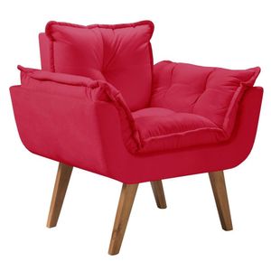 Poltrona Opalla Pé Palito Suede D Salla1 Lugar Vermelho