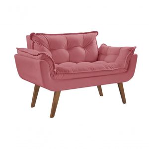 Poltrona Opalla 2 Lugares Pé Palito Rosa Tecido 209