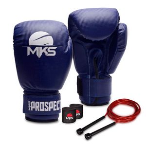 Kit Luva De Boxe Muay Thai Mks Prospect + Bandagem 2,55m + Corda 10 Oz