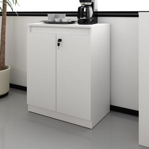 Balcão Escritório Com Chave Multimóveis Cr25046 Branco