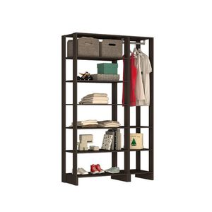 Smart Closet Yes Com Cabideiro E 9 Prateleiras Nova Mobile Grafite Intenso