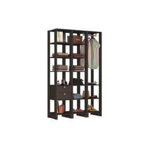 Closet Multi Yes Com Cabideiro 2 Gavetas E 14 Prateleiras Nova Mobile Grafite Intenso