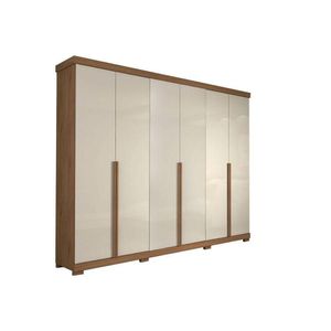 Guarda Roupa Casal 6 Portas E 6 Gavetas C/ Pés Guarapari Avelã/off White - Panan