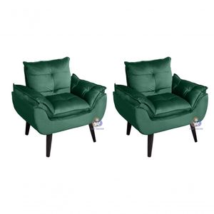 Kit 02 Poltrona Decorativa Opala Veludo Verde Smf Decor