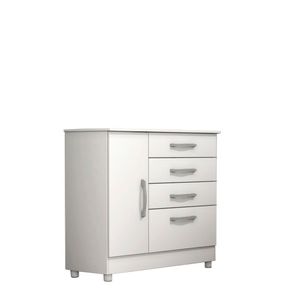 Cômoda Chicago 4 Gavetas 1 Portas Com Pés branco